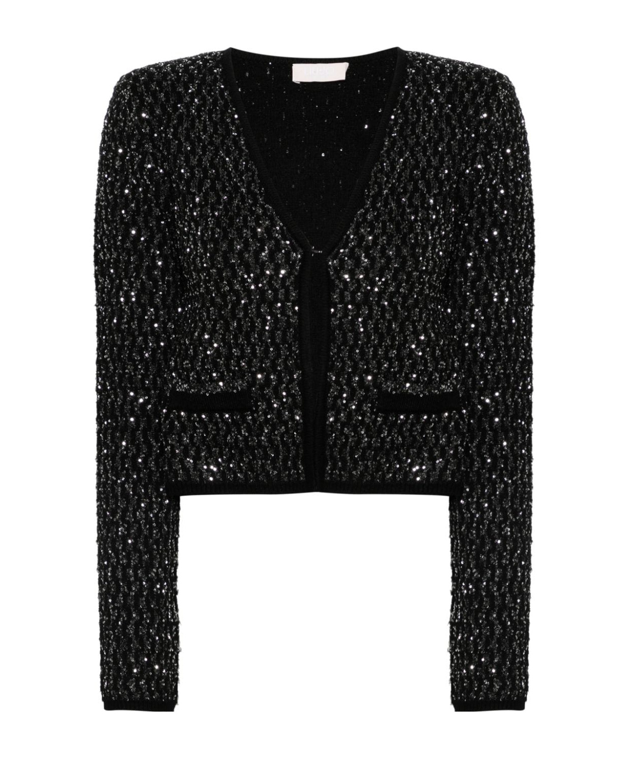 Liu •jo Sequined Long-sleeved Casual Jacket In Black