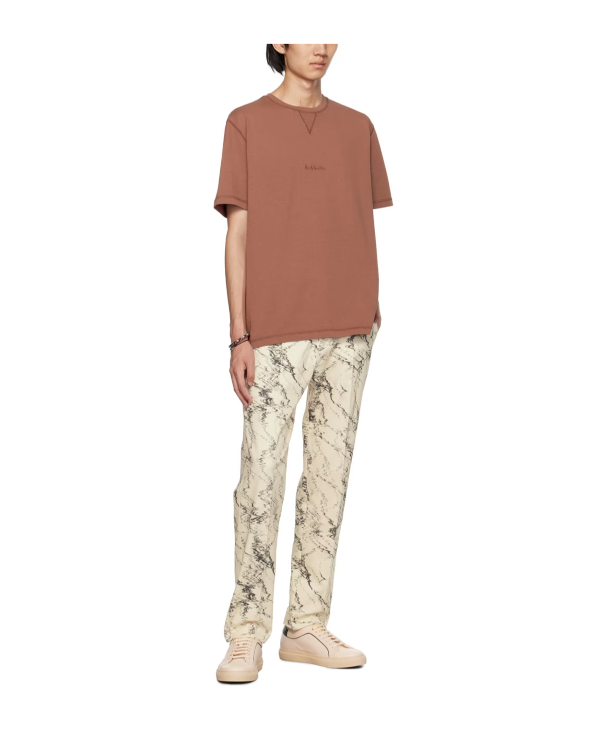 Shop Paul Smith Embroidered-logo Cotton T-shirt In Brown