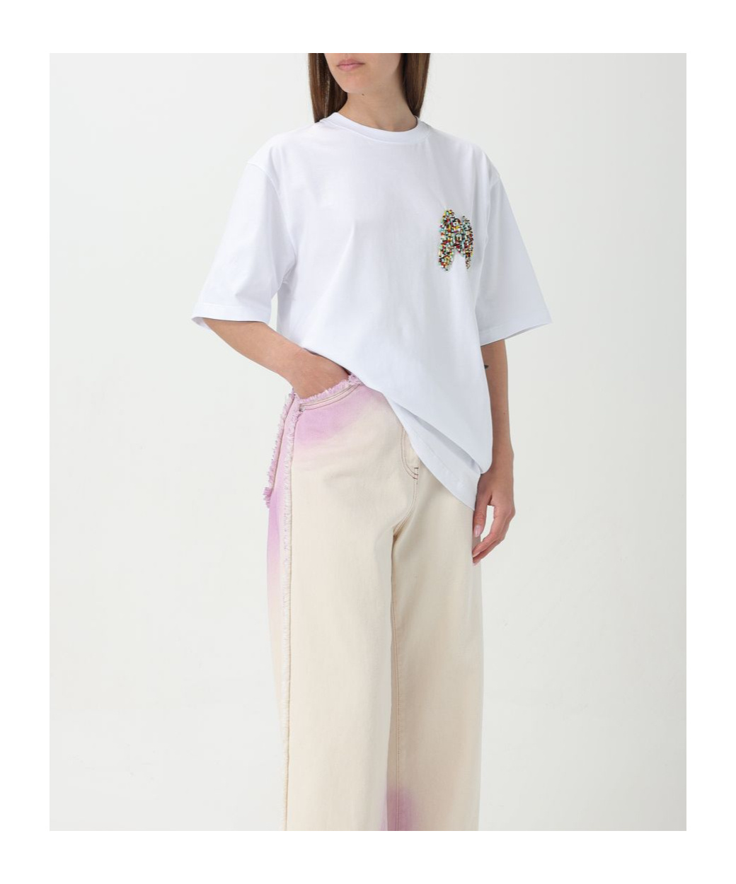 Msgm Bead-logo Cotton T-shirt