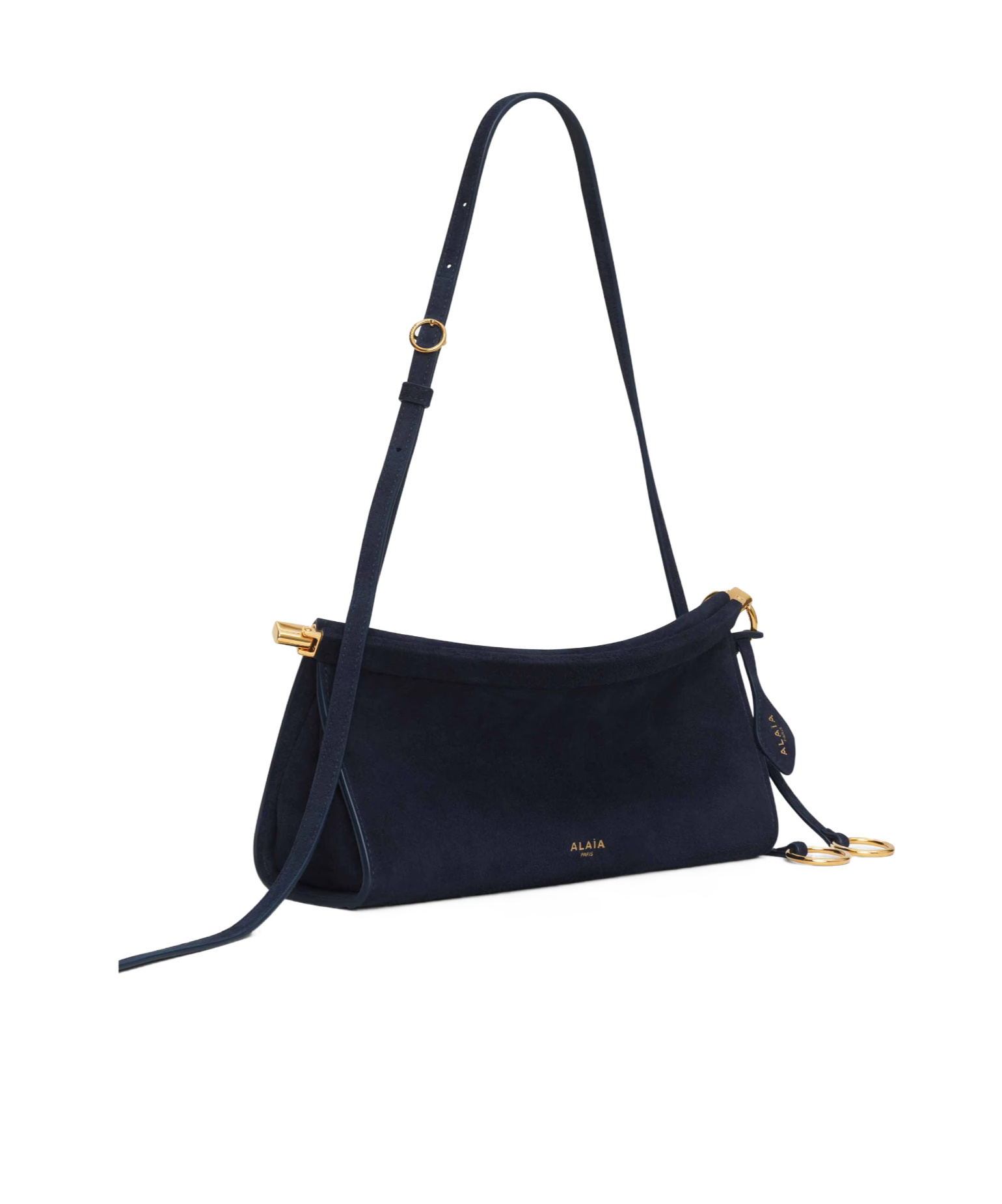 Alaïa Le Click East West Small Bag In Suede In Blue