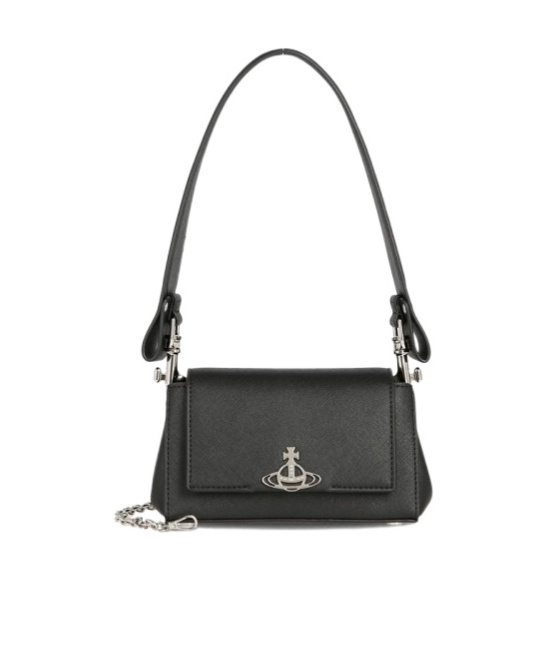 Vivienne Westwood Hazel Black Handbag With Front Orb Logo In Faux Leather Woman In Black