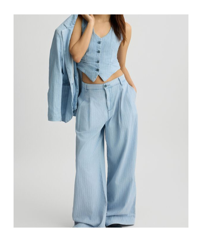 Liu •jo Pinstripe Denim Waistcoat In Light Denim