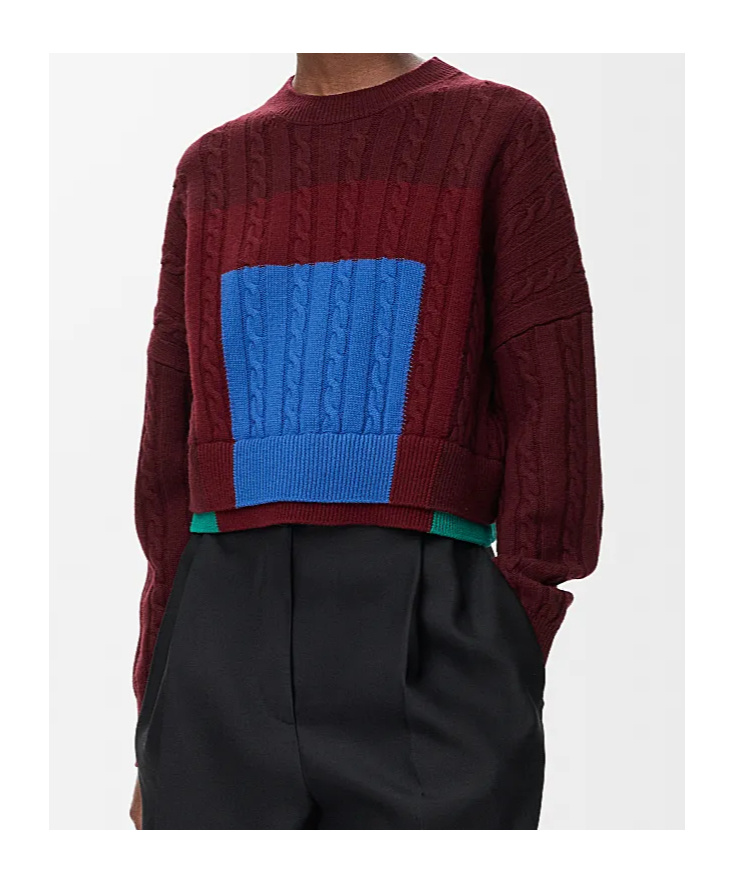 Loewe Wool Colour-block Layered-effect Sweater In Brown
