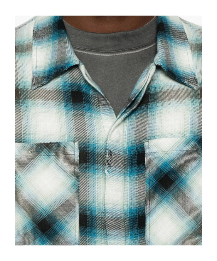 Represent Sun Bleached Cotton Flannel Button-up Shirt In Blue