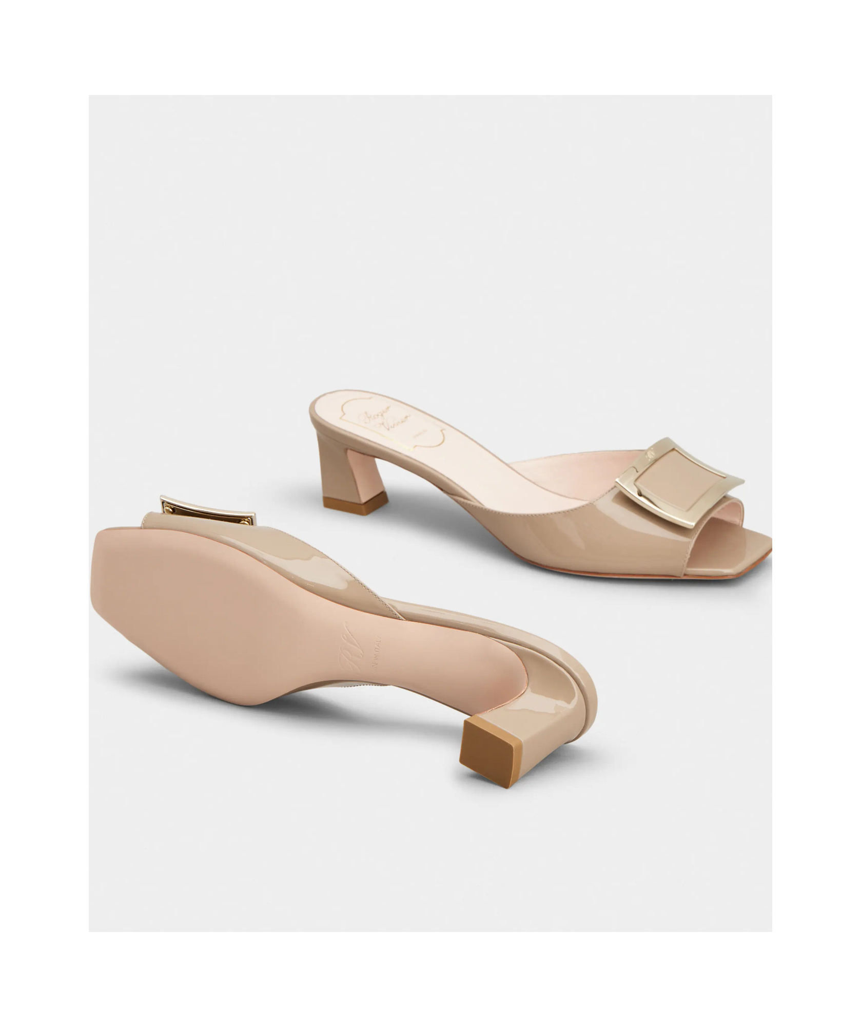 Shop Roger Vivier Trompette Mules In Patent Leather In Brown