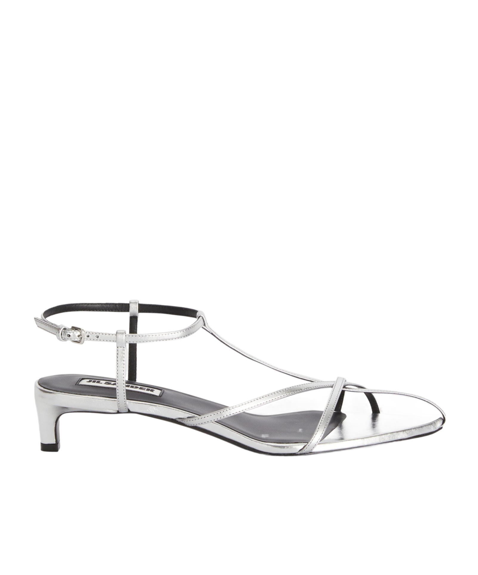 Jil Sander Metallic Kitten T-strap Sandals In White