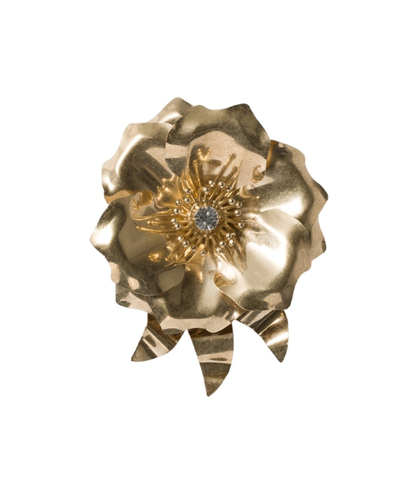 Miu Miu Metal Brooch With Crystal In Gold