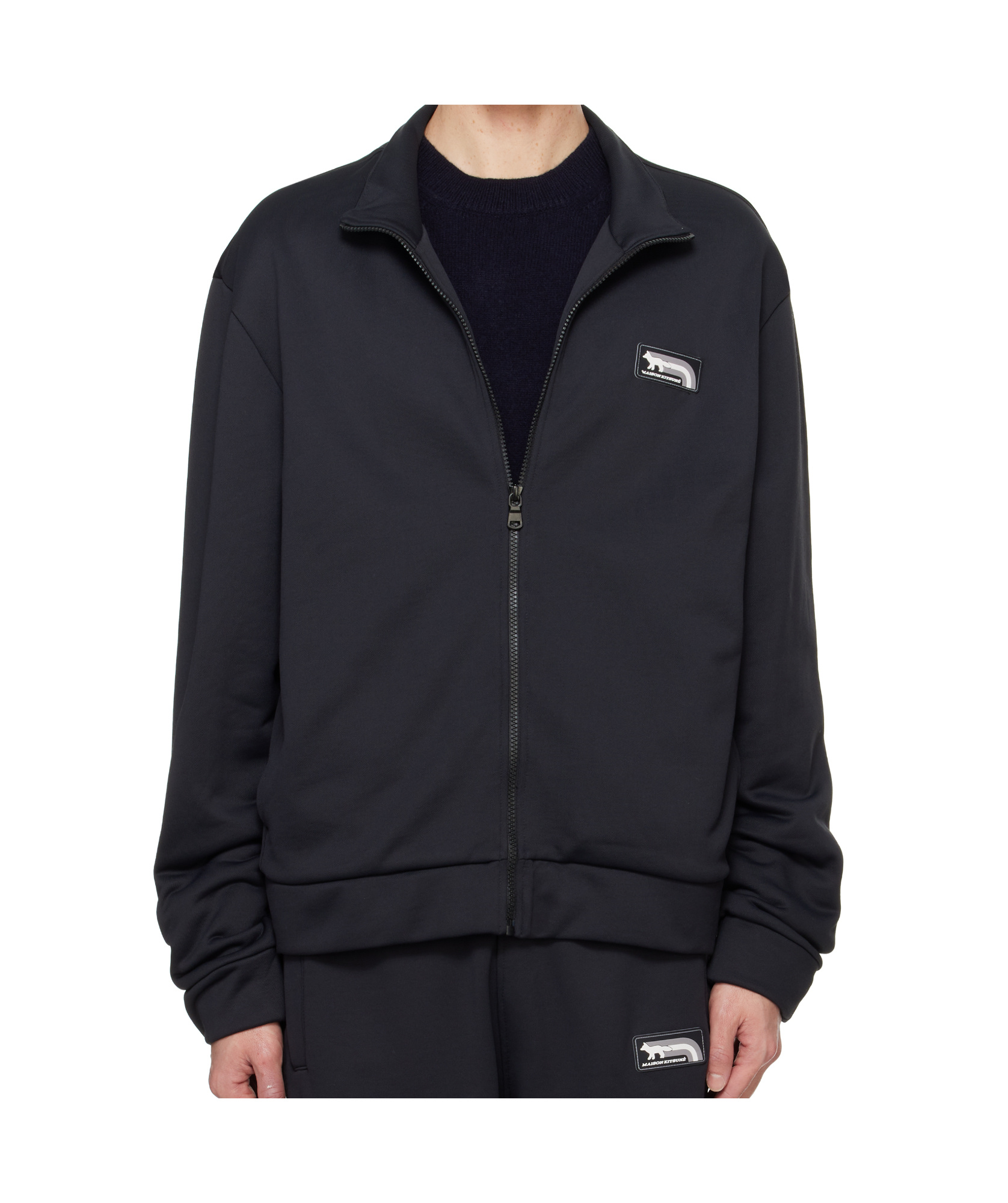 Shop Maison Kitsuné Logo Patched Jacket In Black