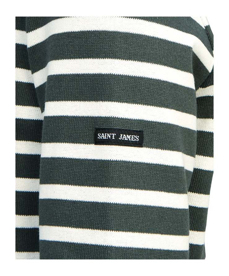 Saint James Striped Logo T-shirt In Black