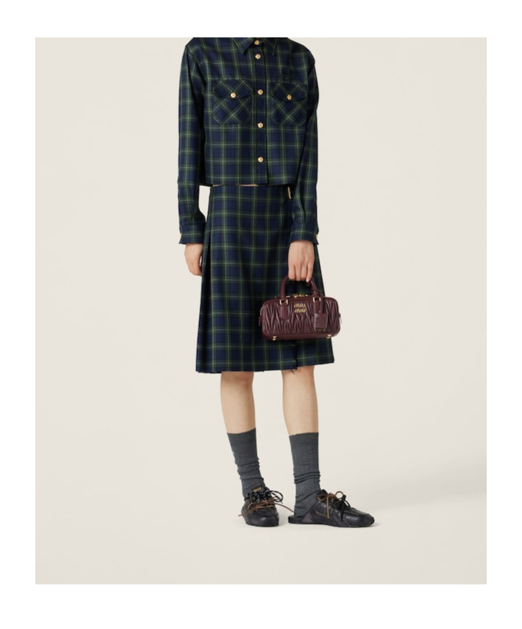 MIU MIU PLEATED TARTAN SKIRT