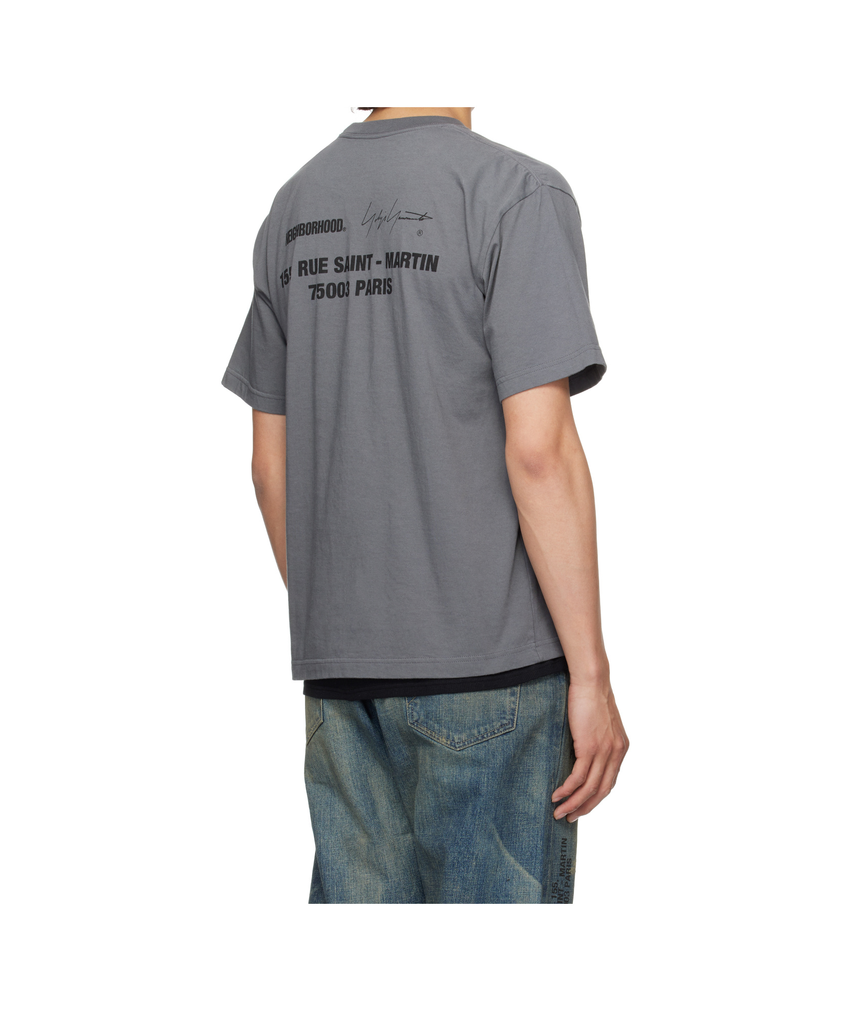 Shop Yohji Yamamoto X Neighbourhood Slogan-print T-shirt In Gray