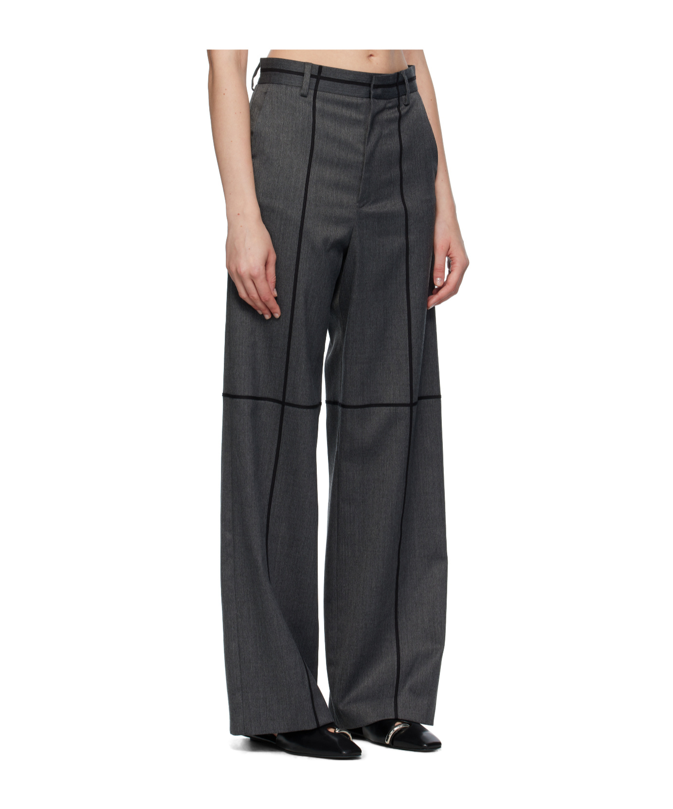 Mm6 Maison Margiela Gray Tailoring Wool Trousers In Black