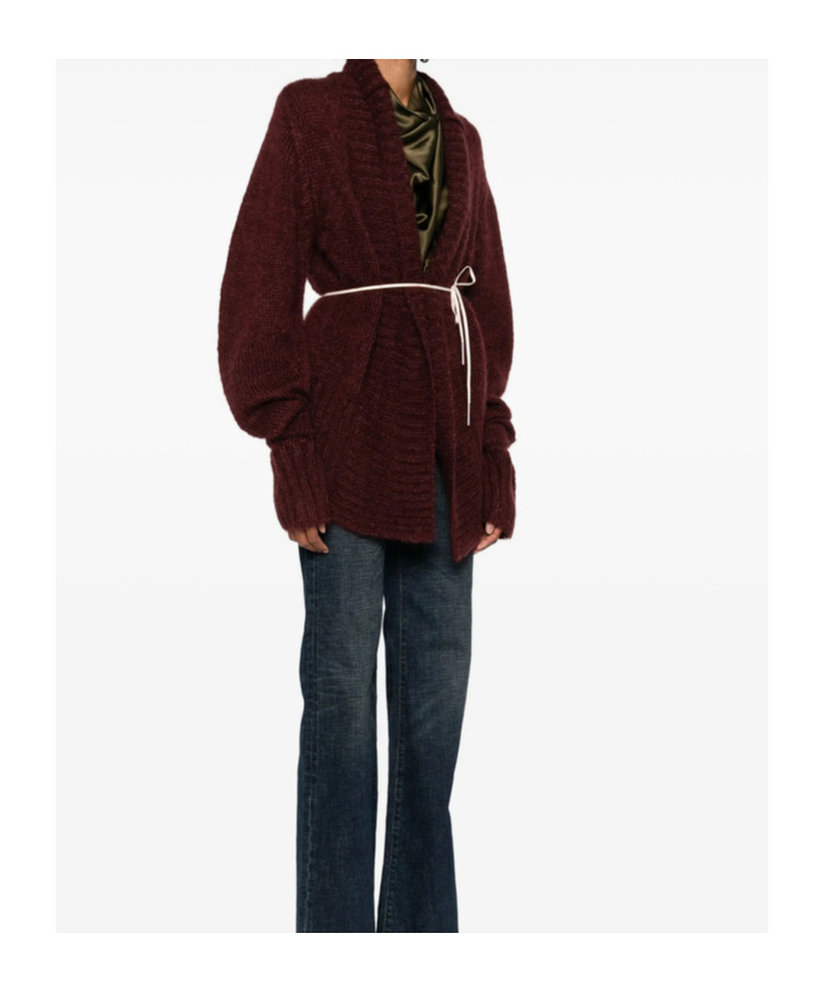 Dries Van Noten Lace-up Cardigan Sweater In Red