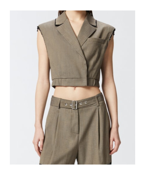 Pinko Cropped Waistcoat In Gray