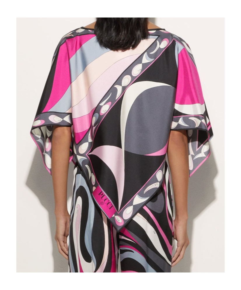 Emilio Pucci Marmo And Pesci Prints Kaftan Blouse In Black
