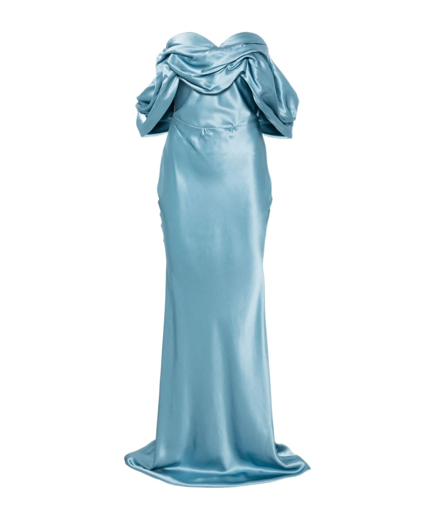 Giuseppe Di Morabito Silk Maxi Dress In Blue