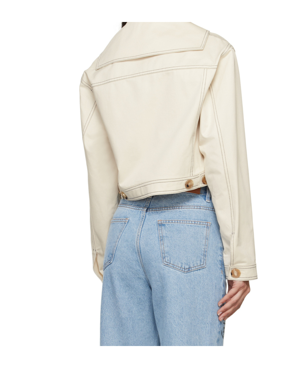 Kimhēkim Sailor-collar Denim Jacket In Neutral