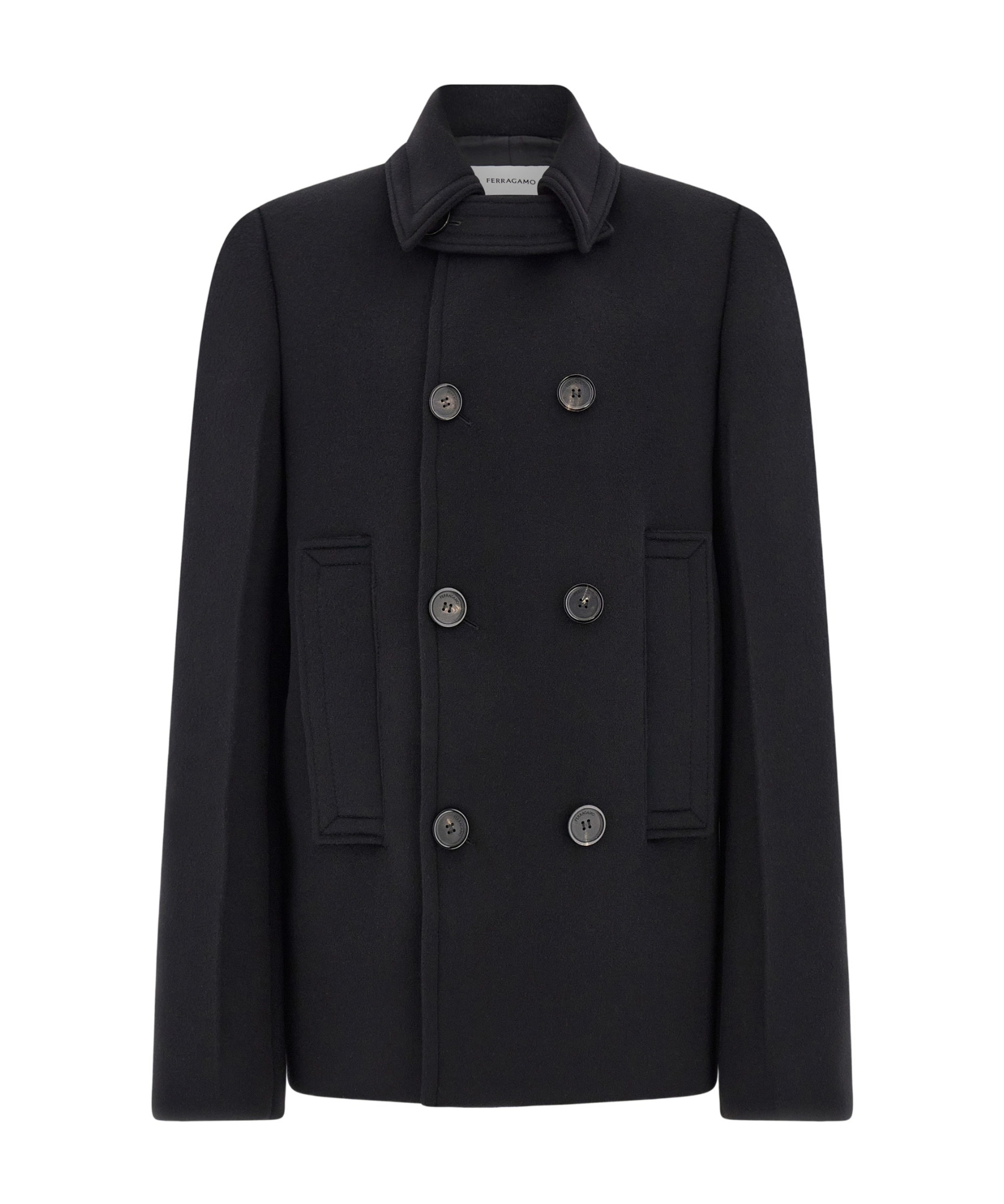 Ferragamo Virgin Wool-blend Peacoat In Black