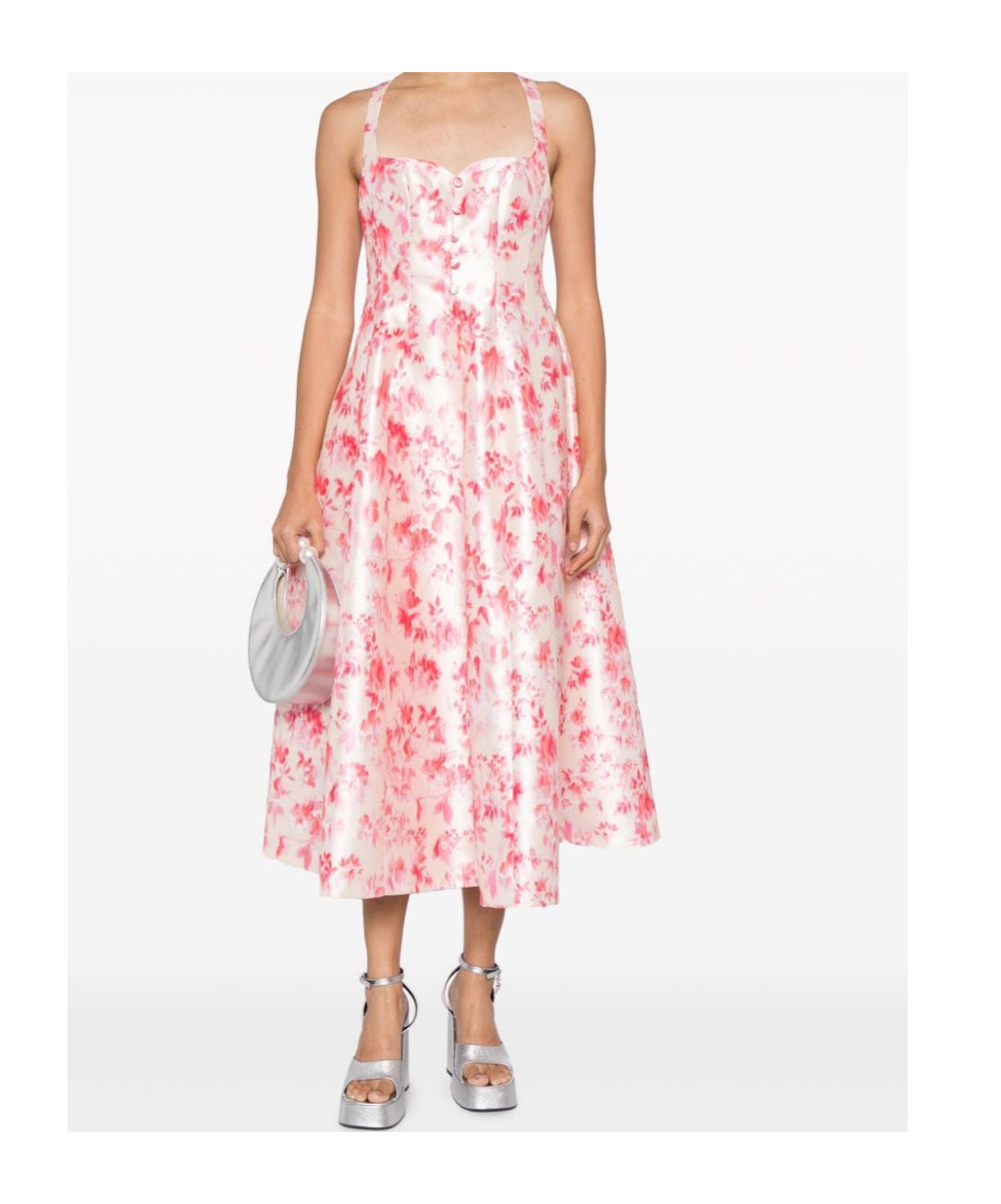 Philosophy Di Lorenzo Serafini Womens Fantasy Print Ivory Floral-print Sweetheart-neck Woven Midi Dr In Multi