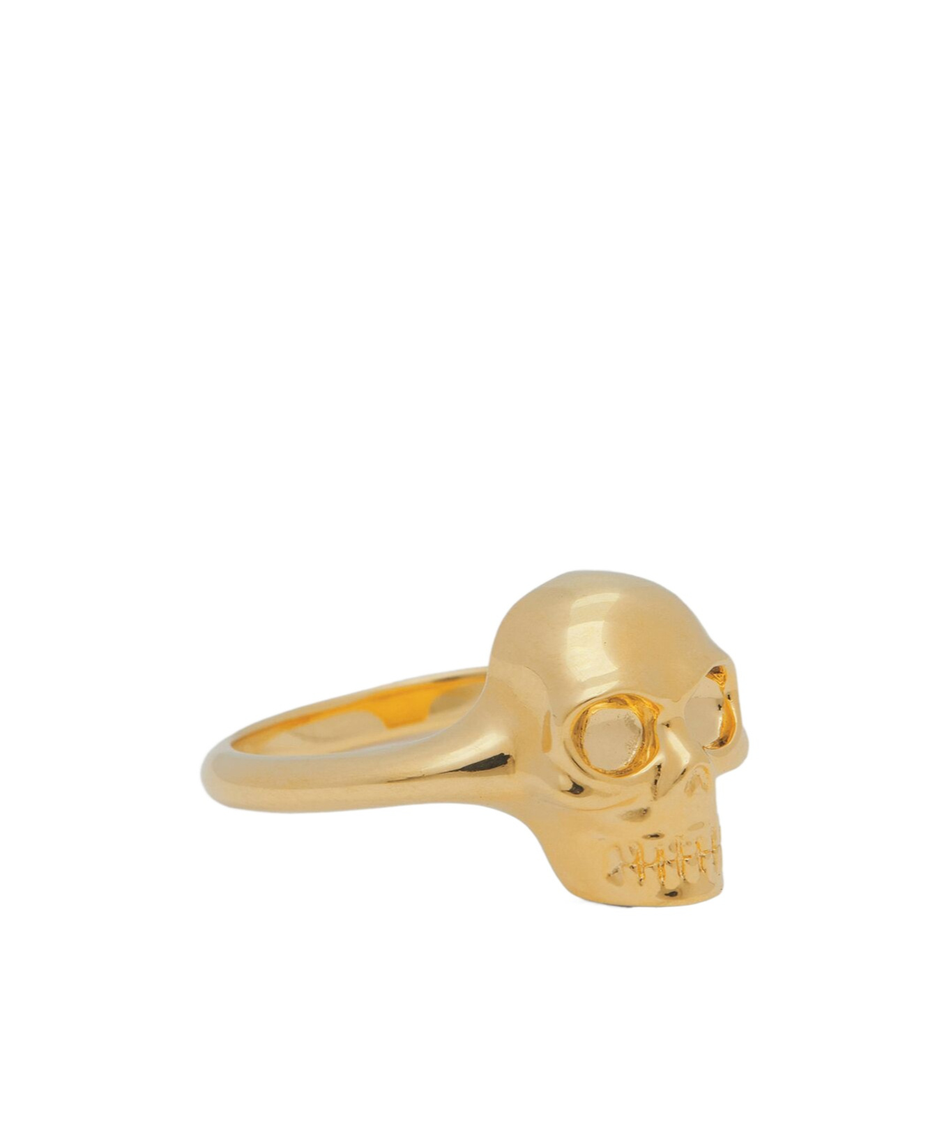 Alexander Mcqueen Golden Skull Ring In Yellow