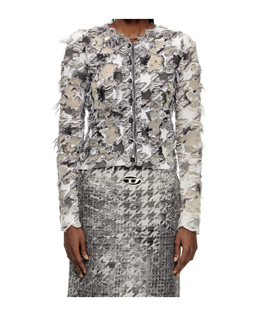 Diesel Houndstooth Jacquard Cardigan In Multi