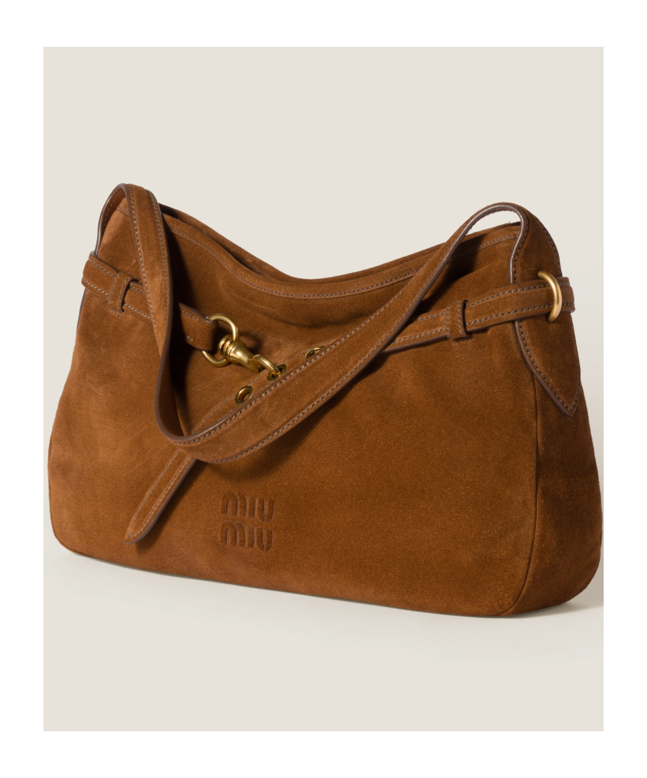Miu Miu Suede Aventure Shoulder Bag In Oak