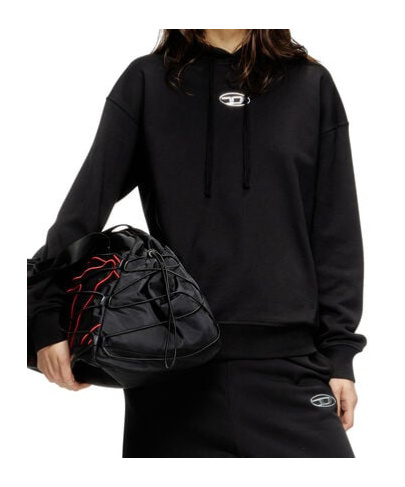 Diesel Hooded Knitwear With Drawstring And Ribbed Cuffs In Black