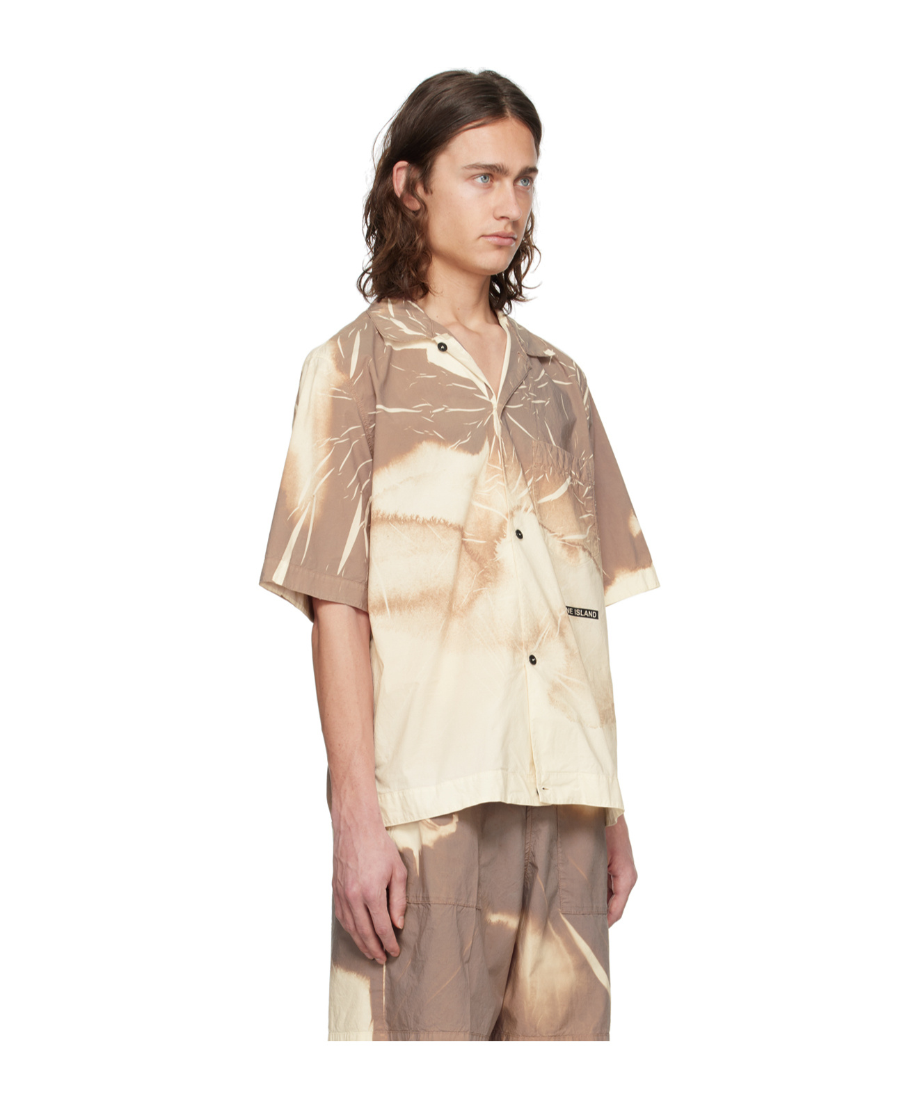 Stone Island Abstract-print Short-sleeve Shirt In Gray