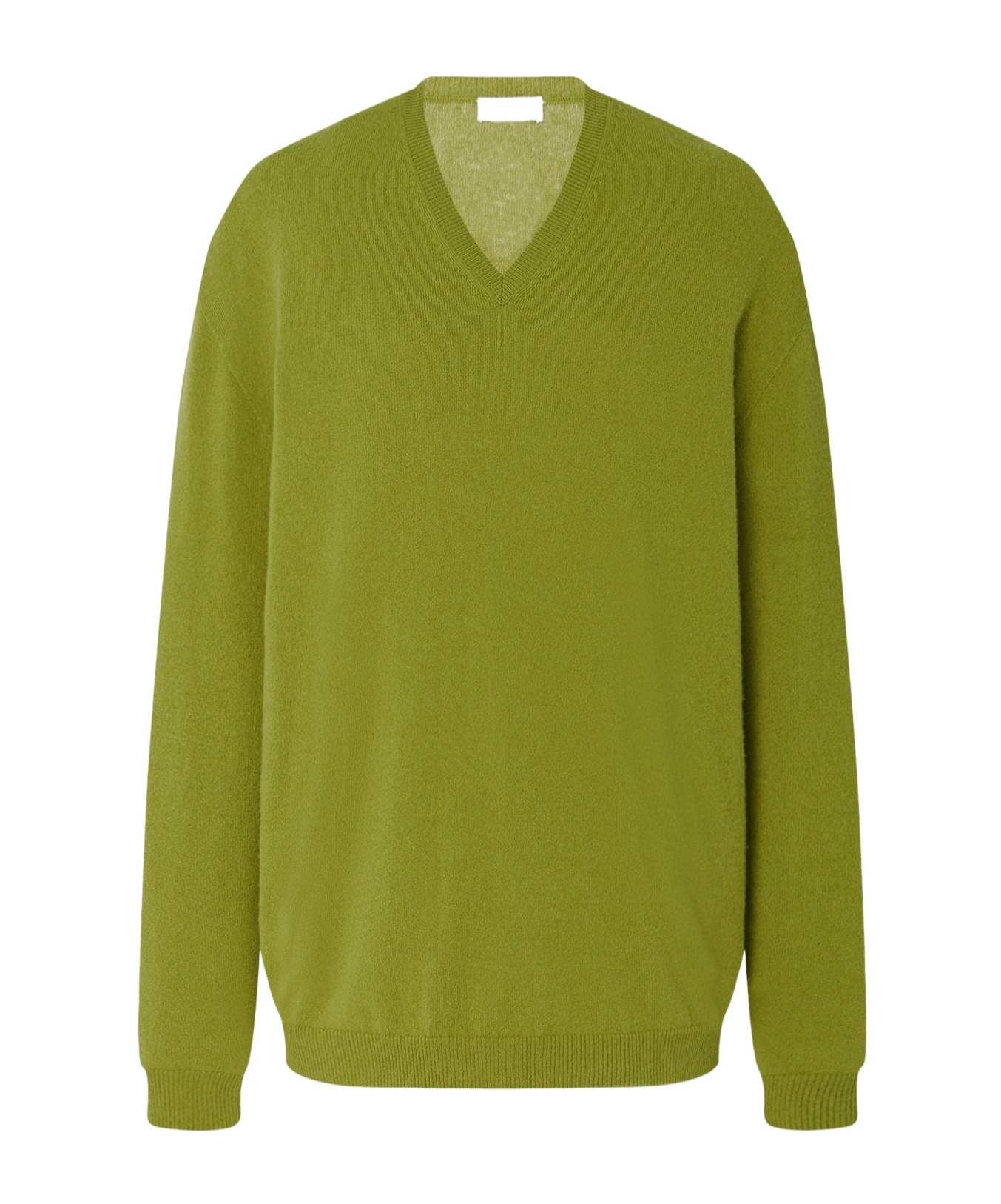 The Row Isaora Cashmere Knit V Neck Sweater In Green