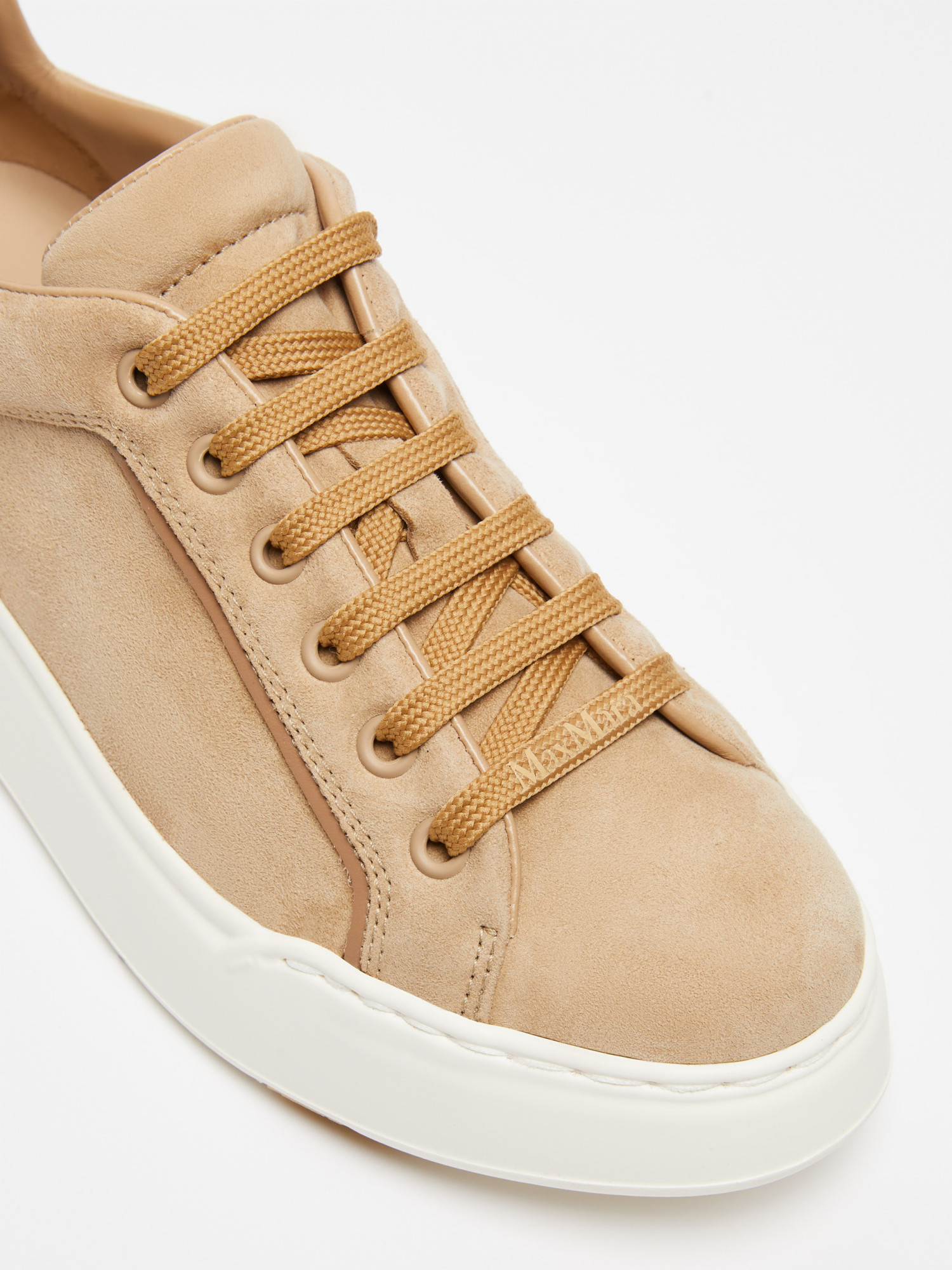 Max Mara Round Toe Lace-up Sneakers In Nude