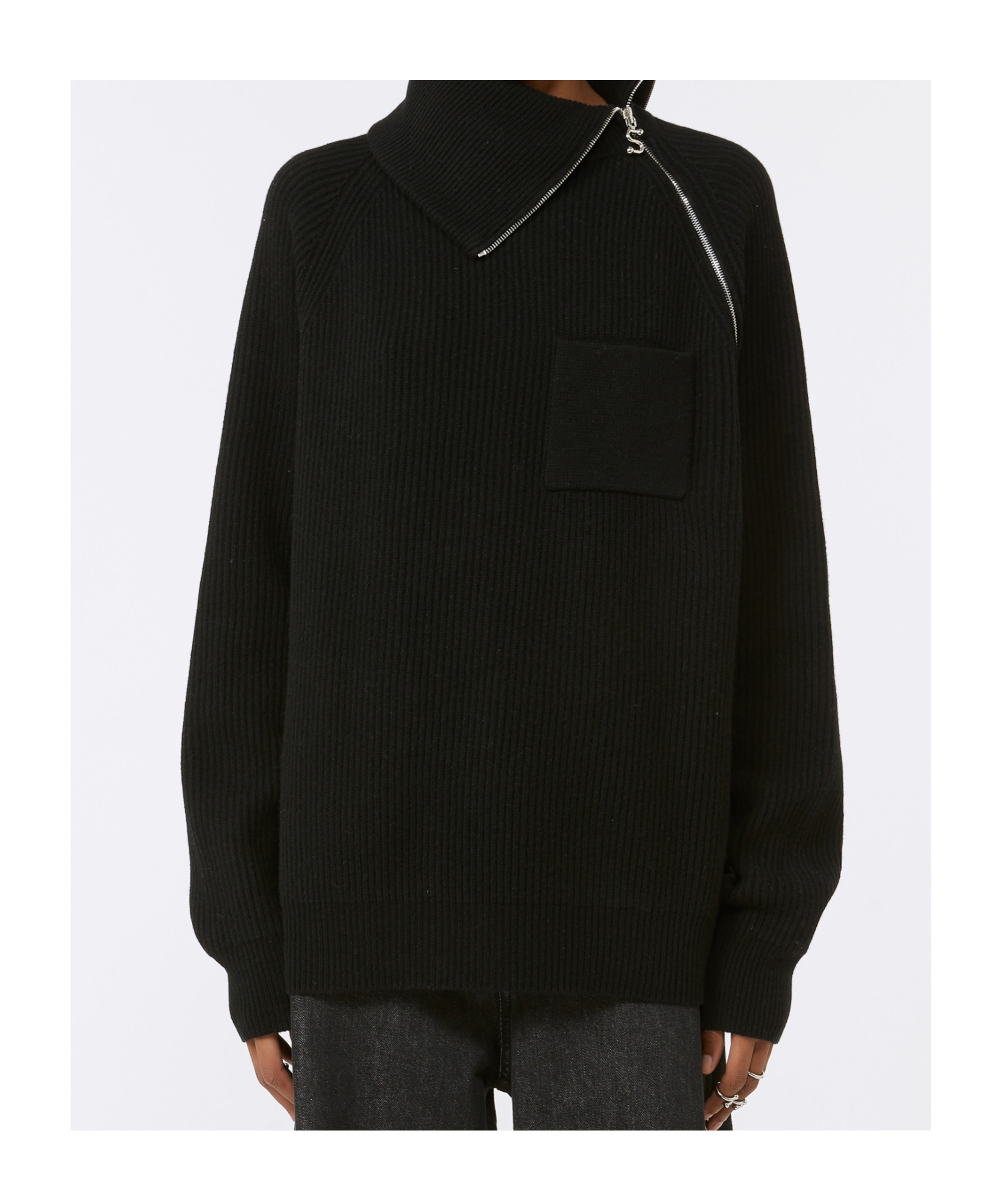 Sportmax Long-sleeved Zip-up Sweater In Black