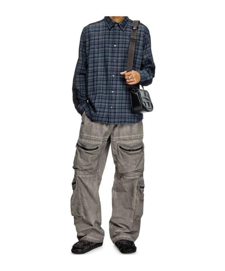 Diesel S-simply-check Shirt In Black