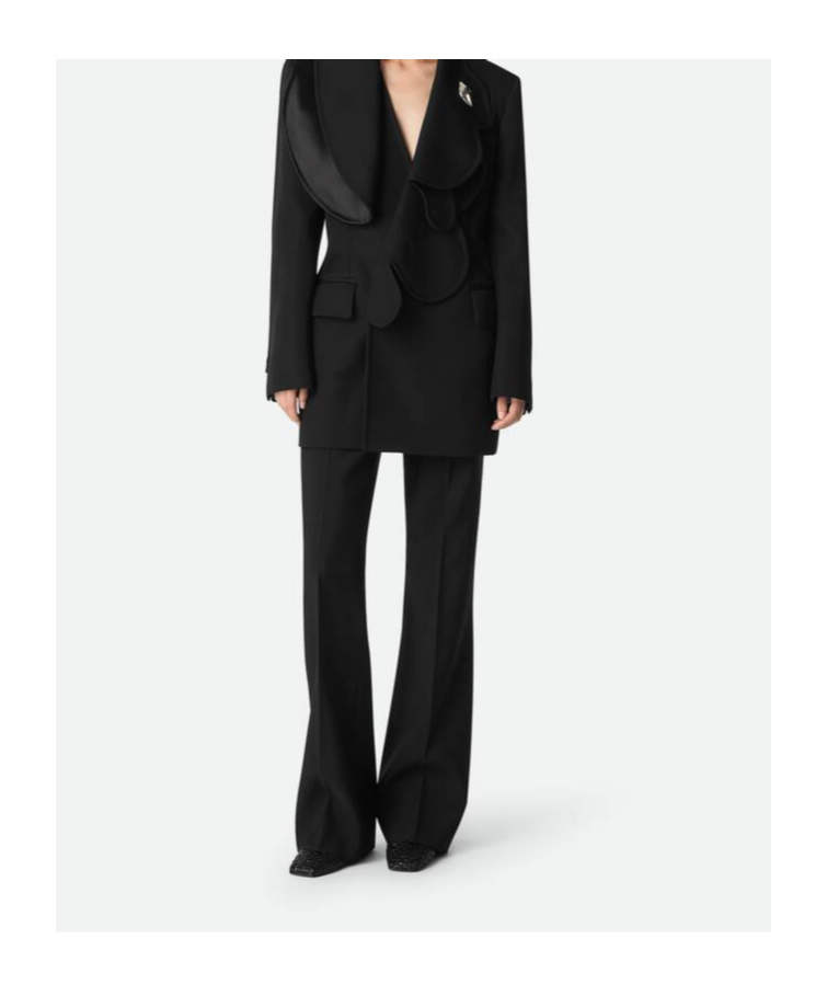 Bottega Veneta Wool Bell Bottoms In Black