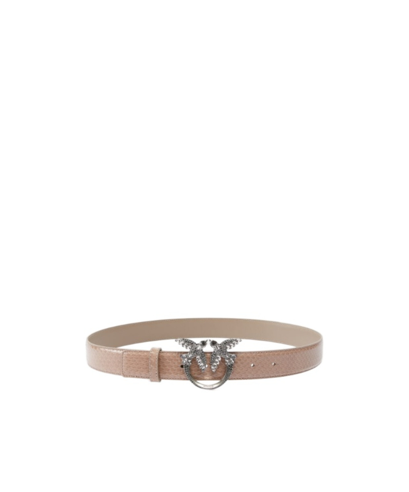 Pinko Galleria 3-cm Belt In Glossy Python Skin In Brown