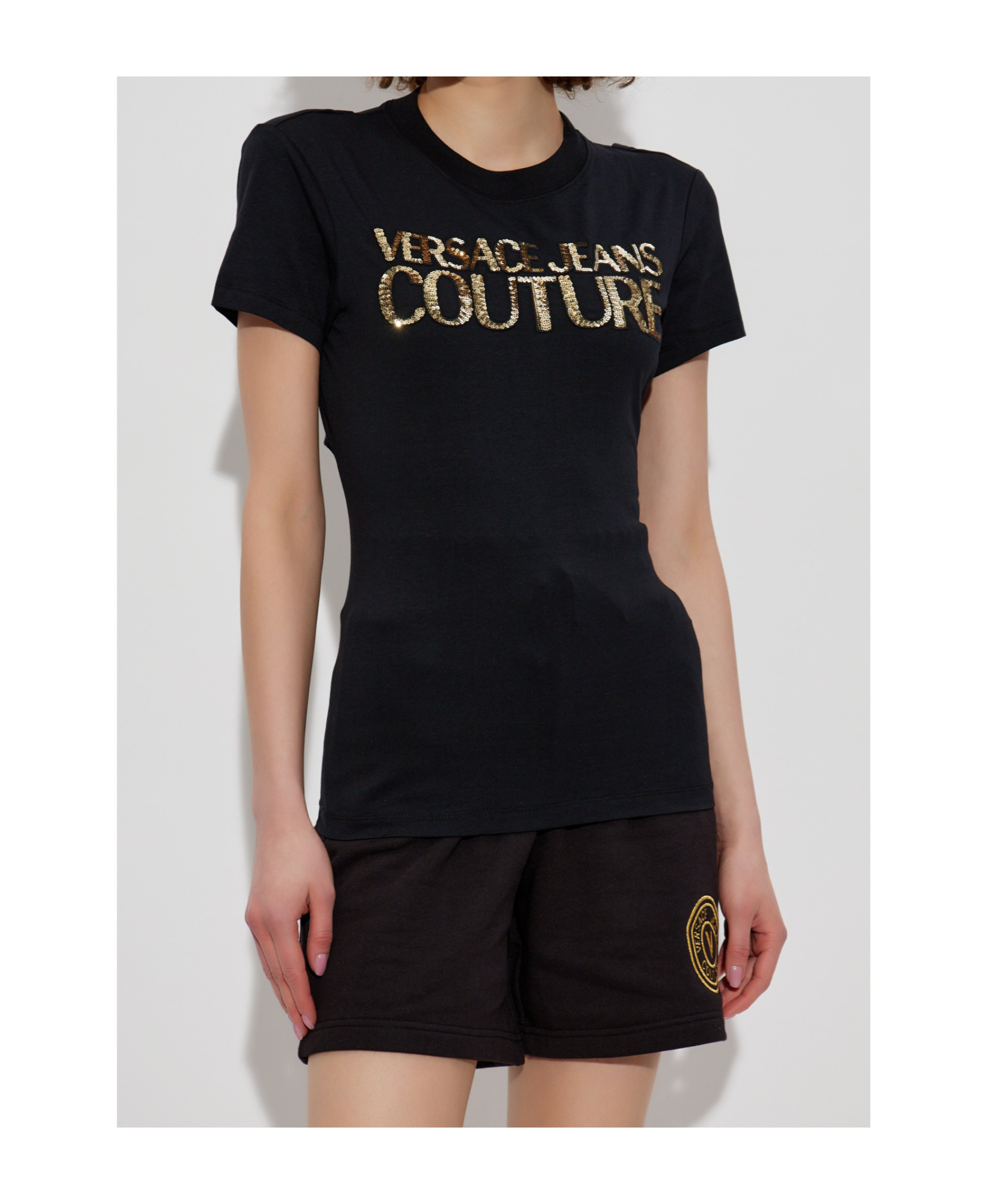 Versace Jeans Couture Logo Printed Crewneck T-shirt In Black