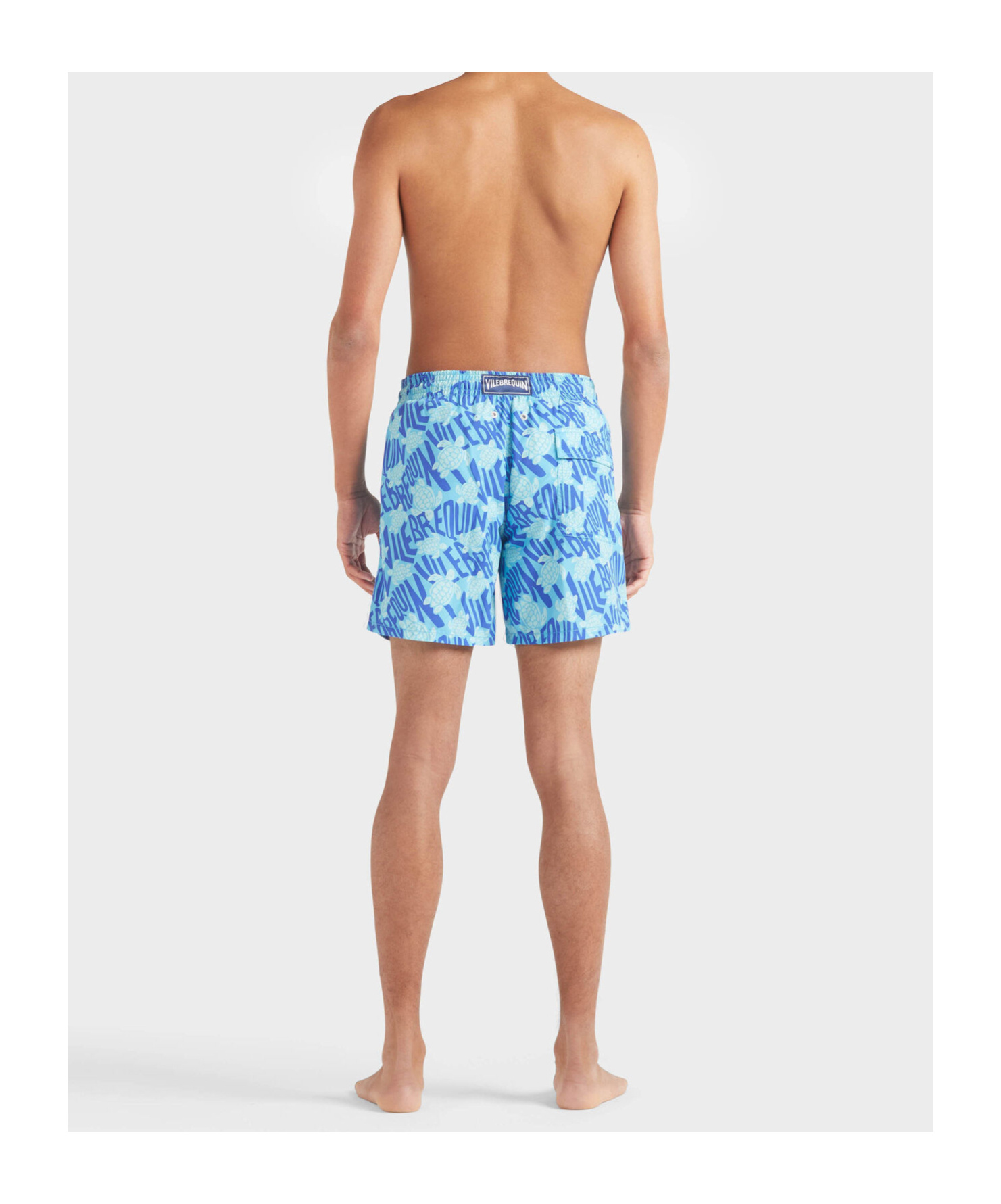 Vilebrequin Printed Recycled Polyamide Swim Shorts In Blue Topaz/blue