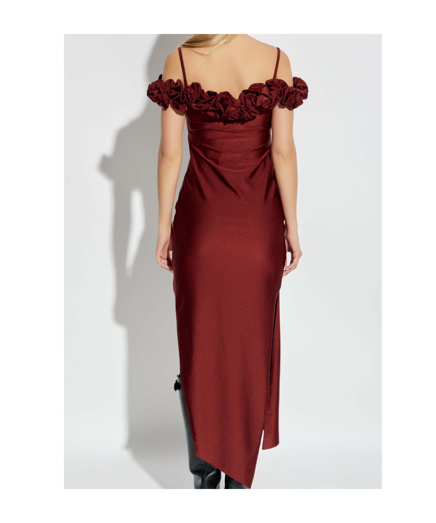 Coperni Ruffled Midi Dress In Red
