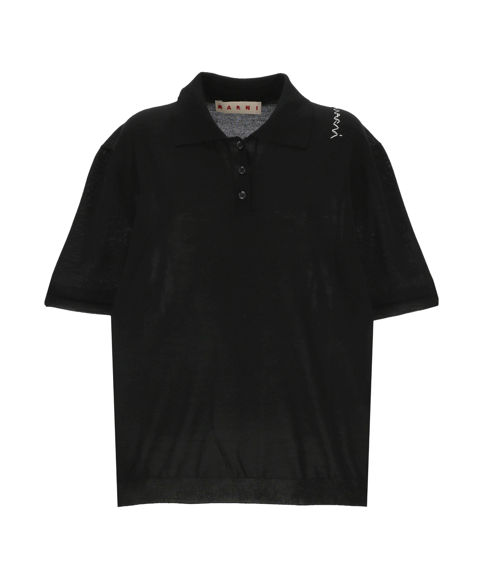 Marni Embroidered Logo Polo Shirt In Black