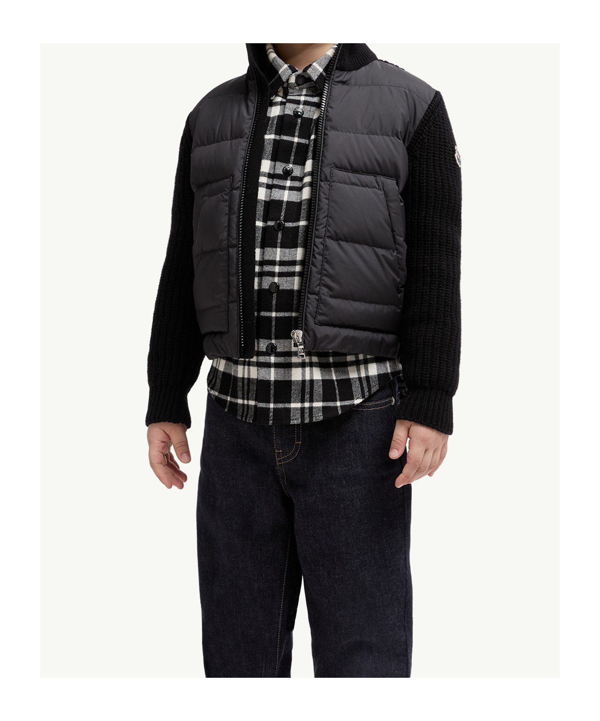 Moncler Padded Wool Zip-up Cardigan In Black