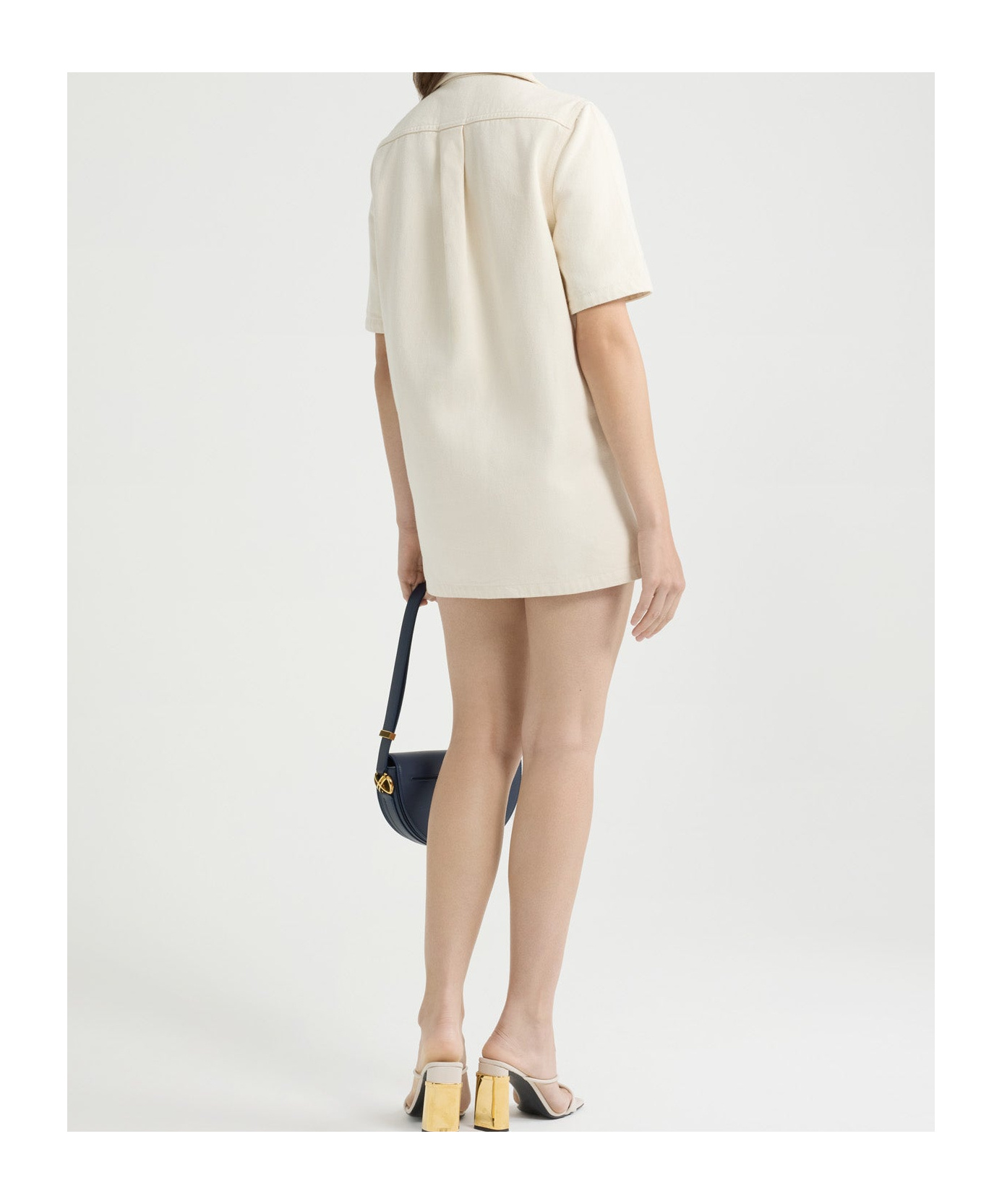 Patou Beige Zipped Denim Mini Dress