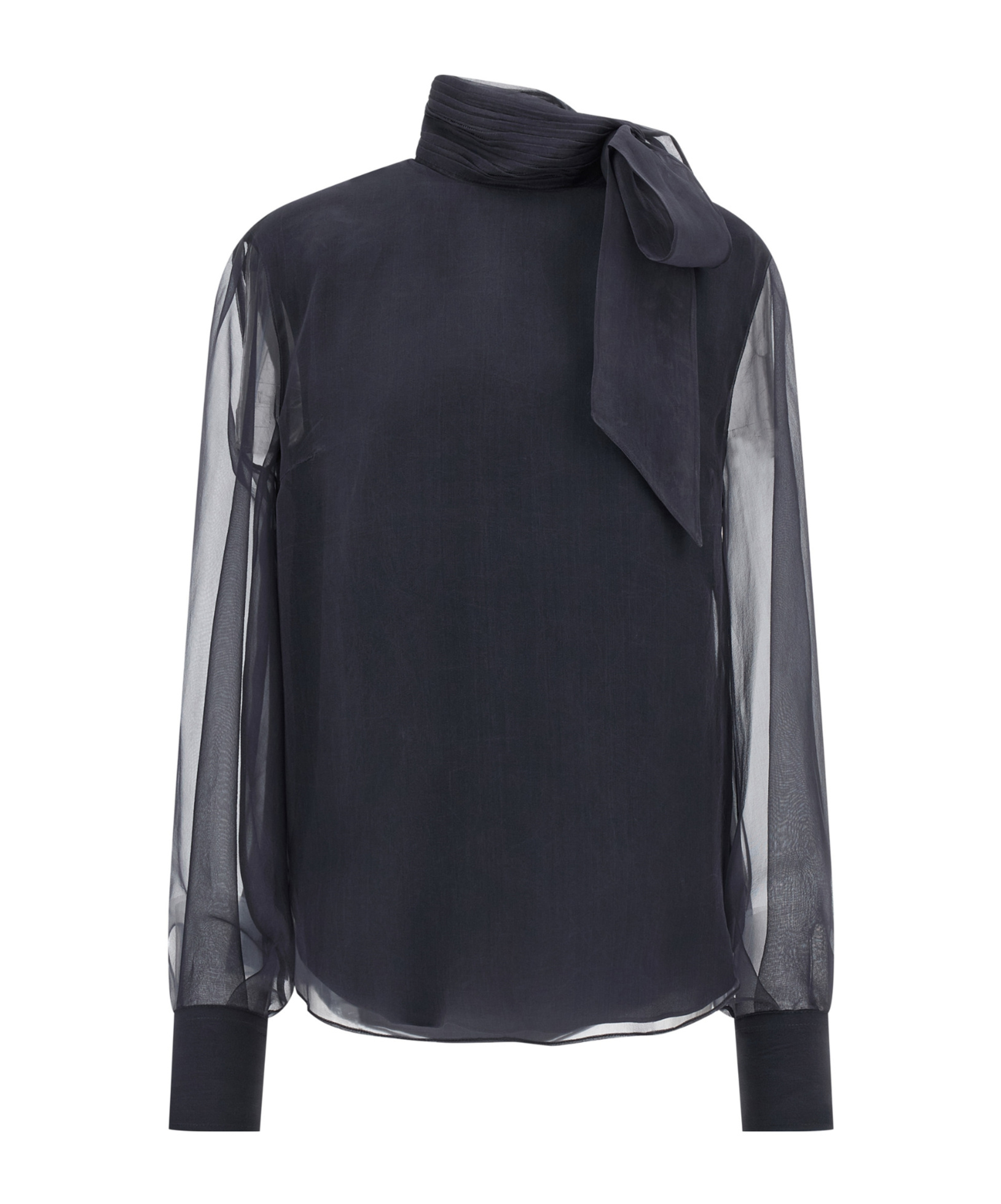 Brunello Cucinelli Crispy Silk Blouse Shirt And Blouse Gray In Blue