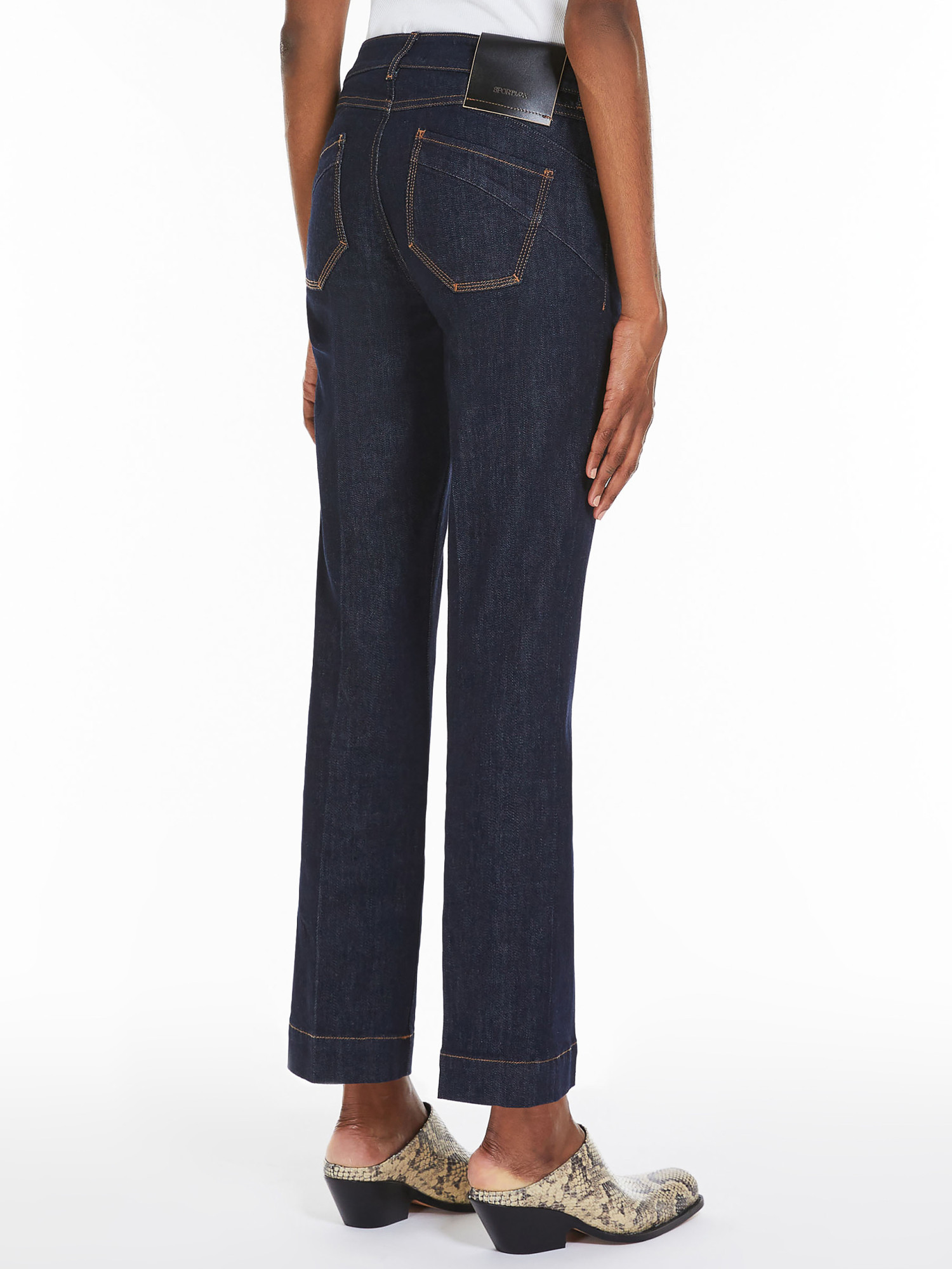 Sportmax Low Waist Wide Leg Jeans With Cropped Length In Black