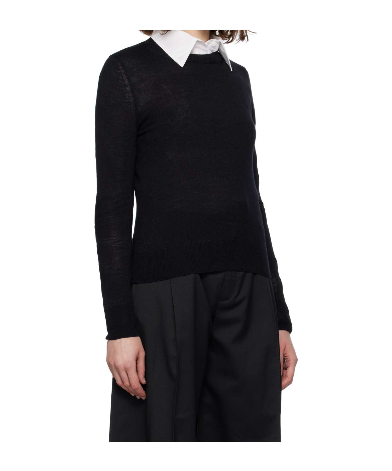 Mm6 Maison Margiela Elbow Patch Sweater In Black