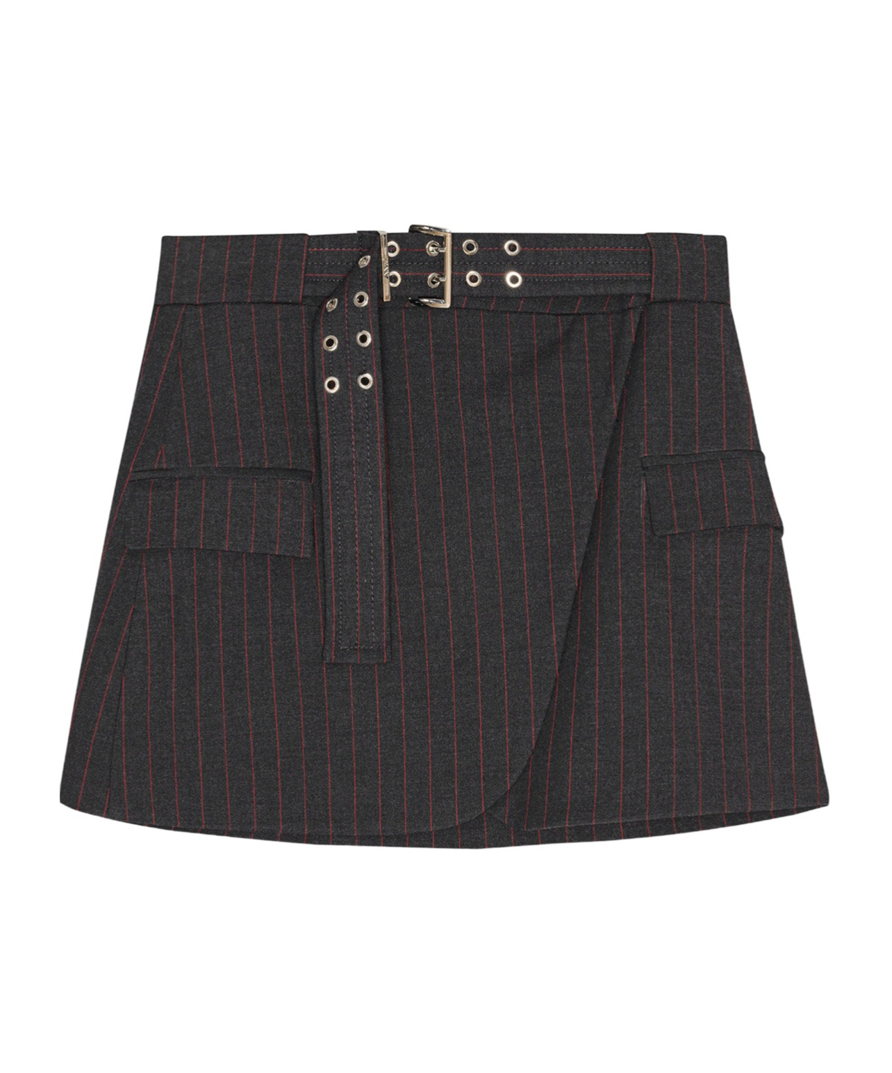 Ganni Black Pinstripe Mini Skirt