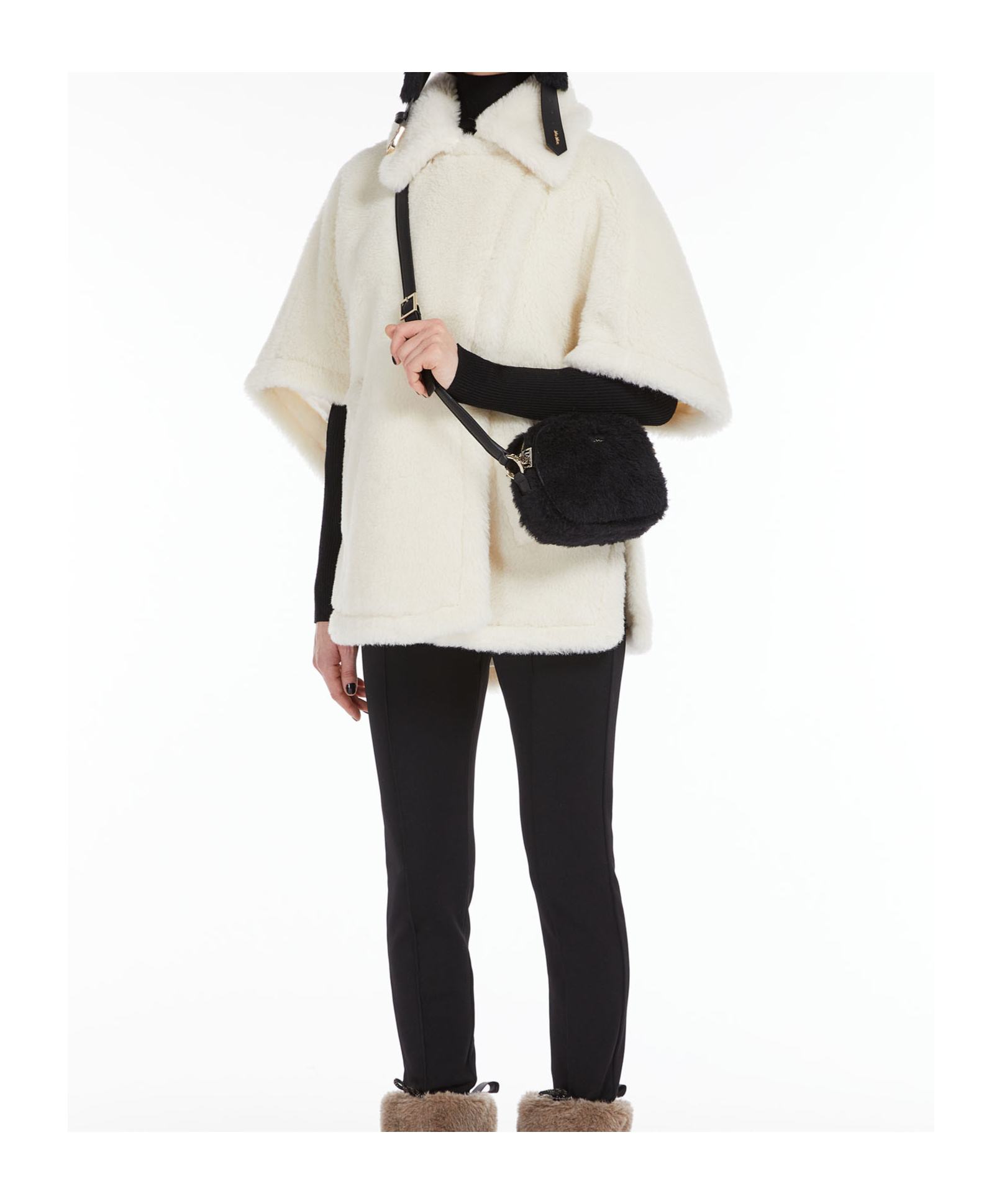 Max Mara Teddy Cape Coat In White