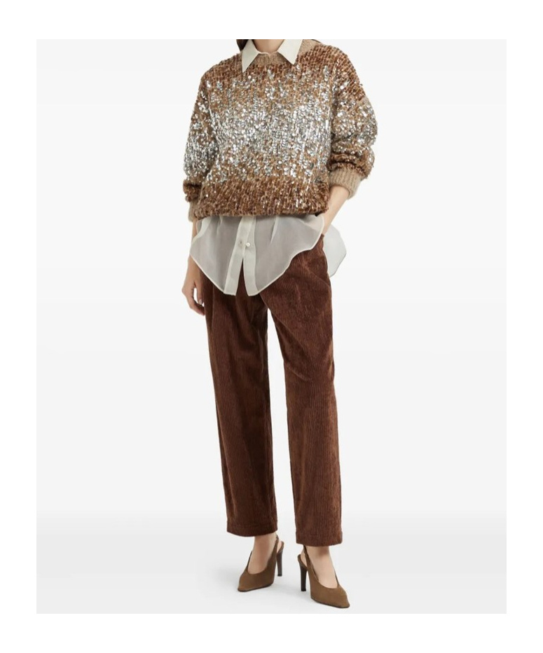 Brunello Cucinelli Soft Corduroy Pleated Straight-leg Ankle Pants In Brown