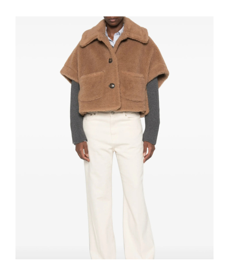 Max Mara Pocketed Cape In Brown