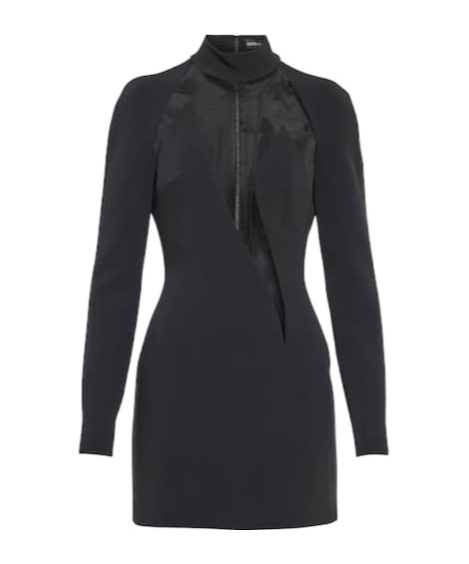 David Koma Mesh-panel Mockneck Minidress In Black
