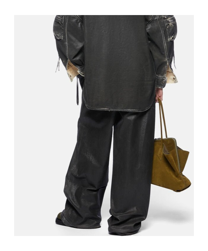 Attico Navy Blue Long Pants In Black