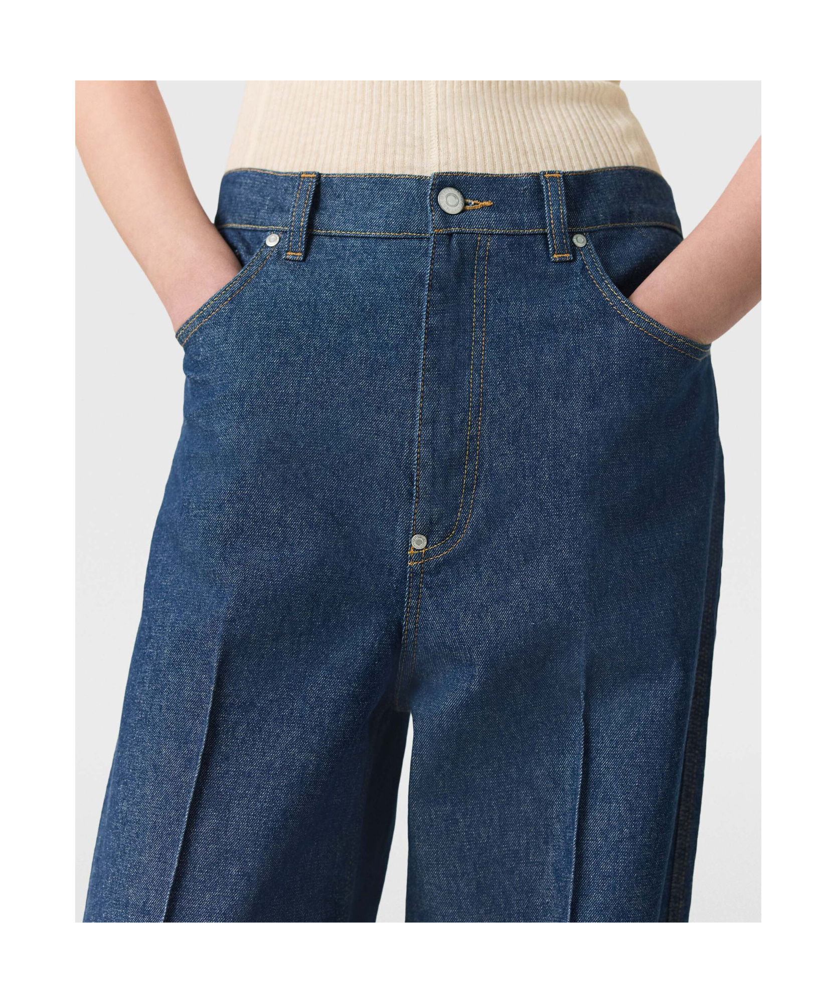 Stella Mccartney Centre-pleat Denim Tailored Trousers In Blue